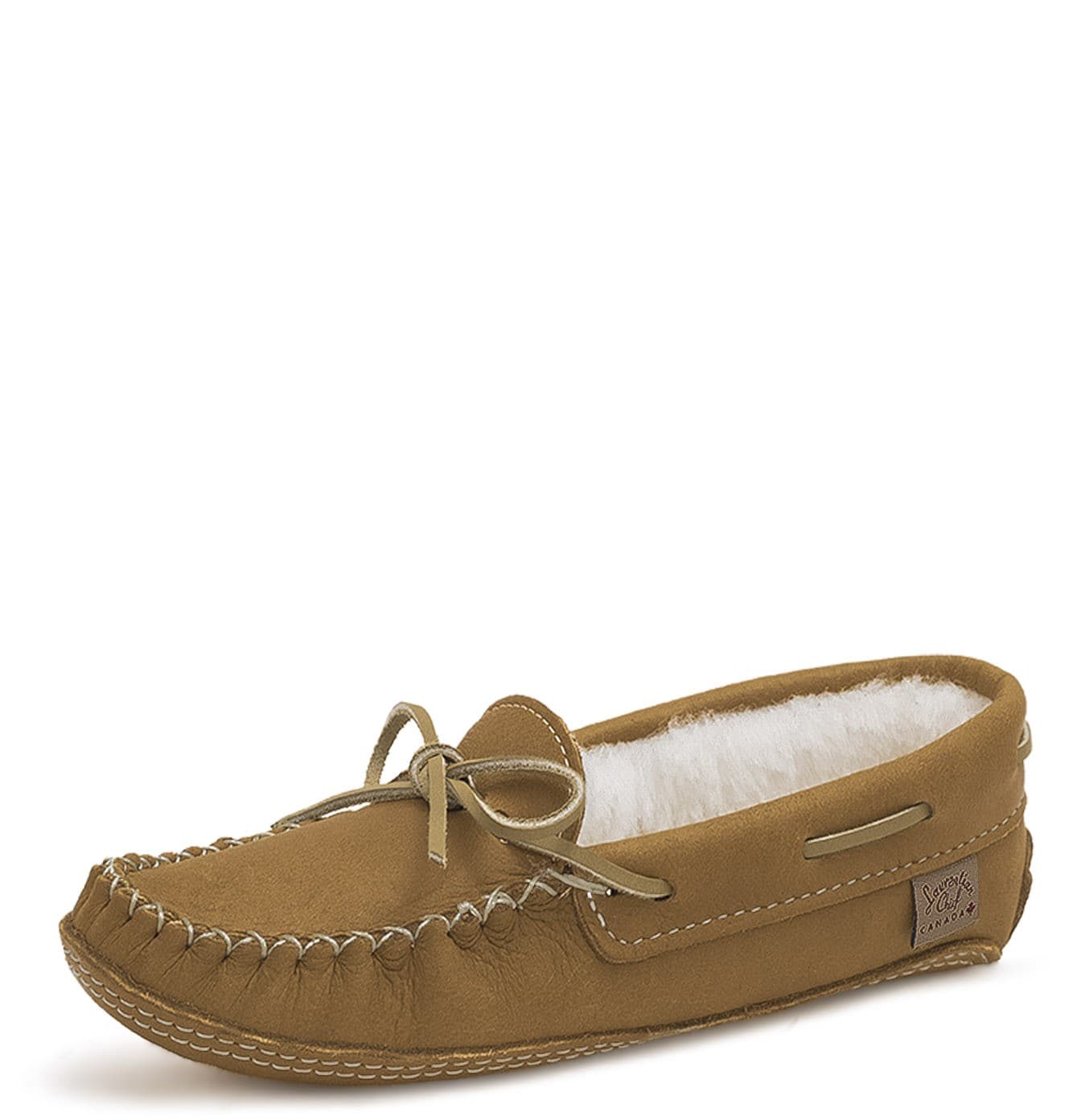 Moccasins, 8 Hole Collar, Sheeps. Rev. Pad. Sole, Indoor Shoes