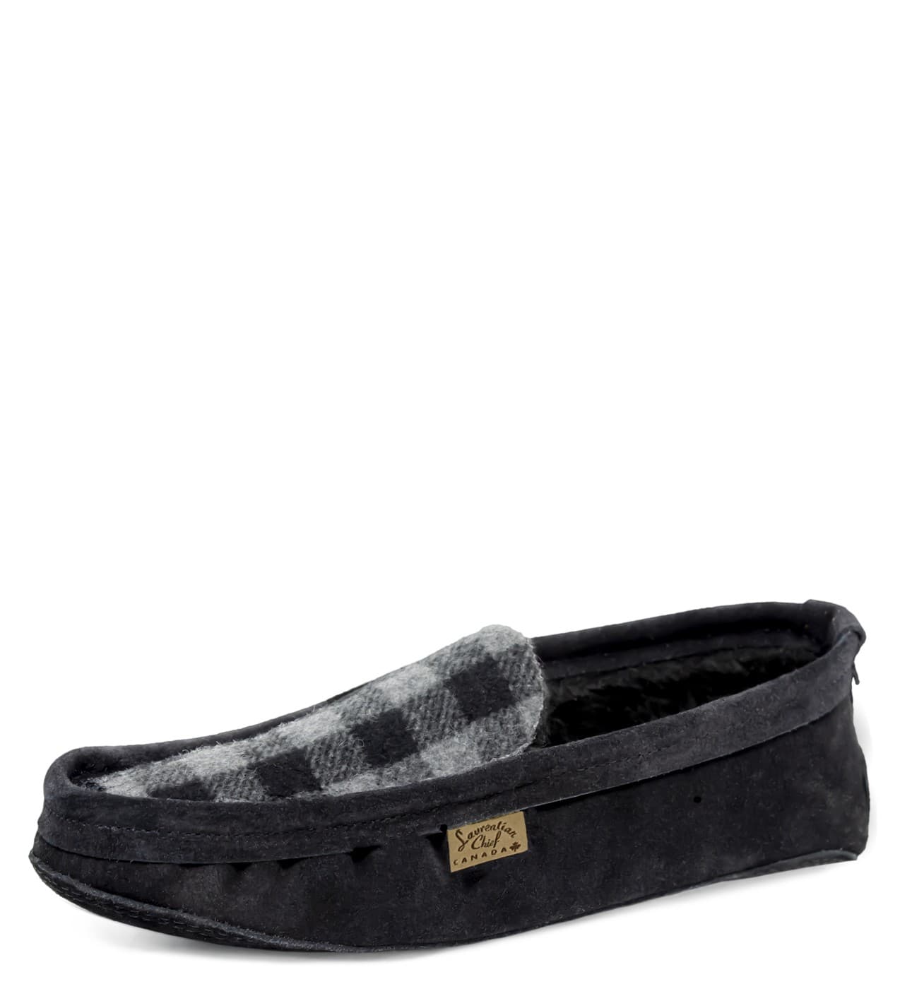 Slipper wool, black orlon, padded sole