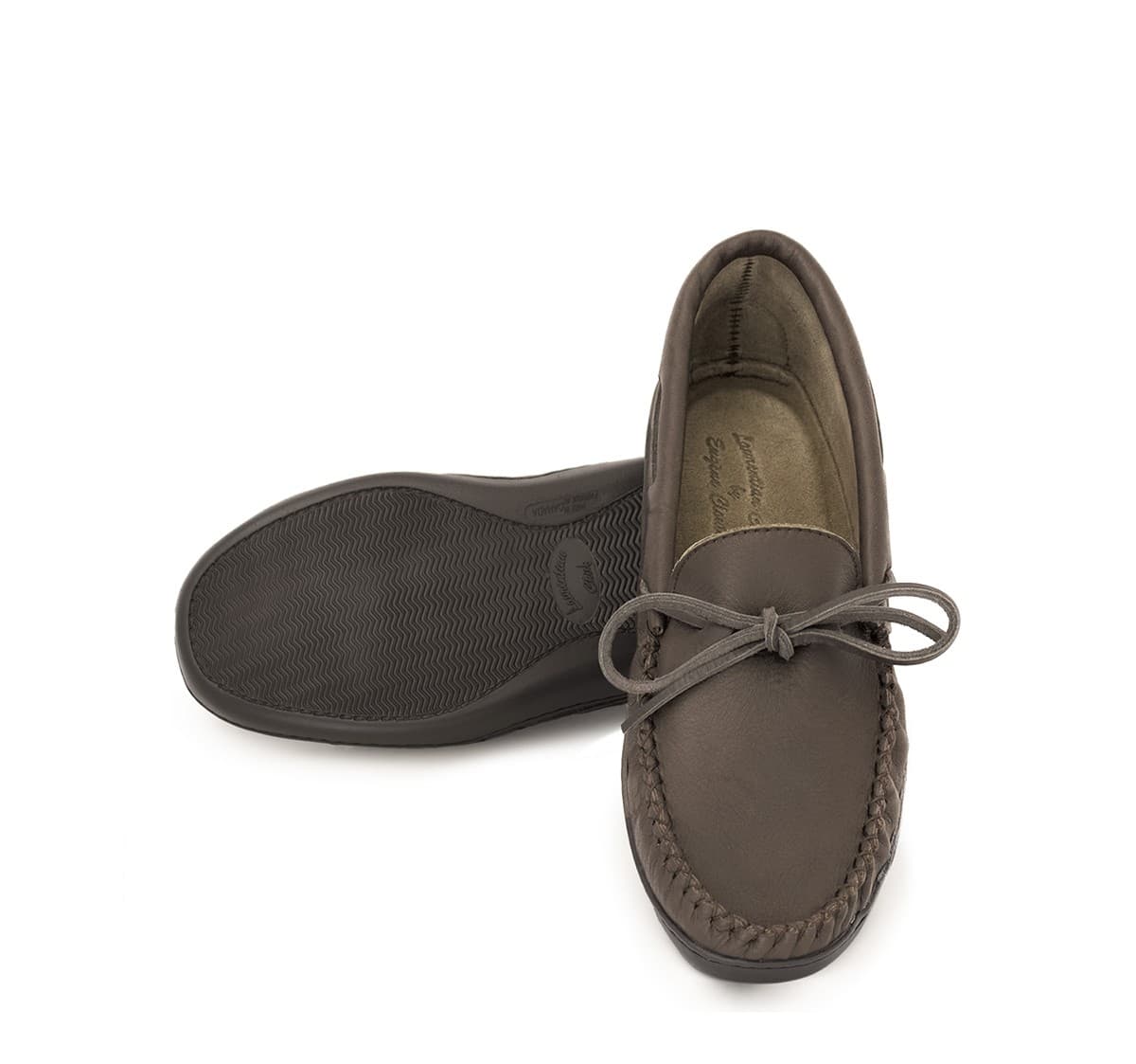 Moccasins, 8 hole collar, choco rubber sole