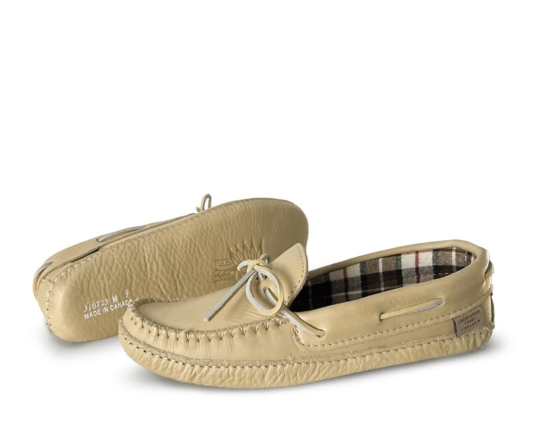 Mocassins Lacé Simple, Doubl. Collage, Sem. Double Fait de Cuir Durable