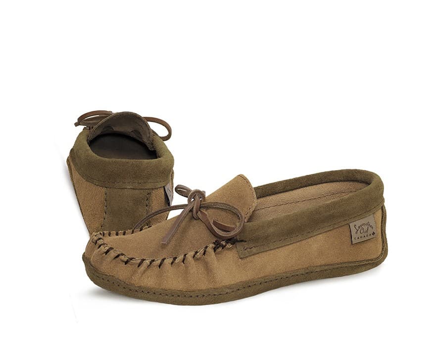 Moccasin Single Lacing, Padded, Indoor Shoes, Durable Leather Ski Sole