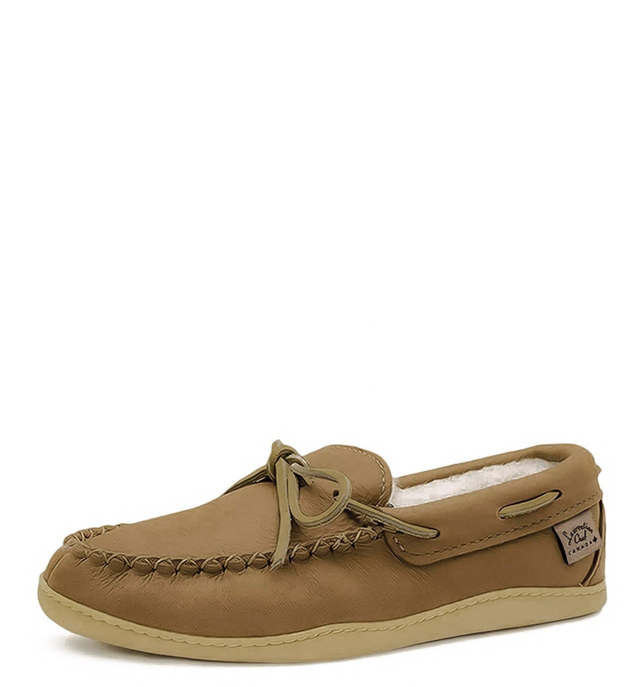 Moccasins, 8 hole kabir collar, sheepskin Gr 1 nat k sole