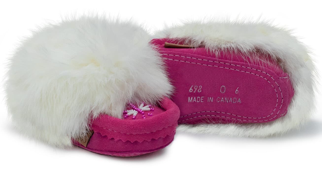 Slipper, Orlon, Beaded Slipper with Fur Trim and Padded sole